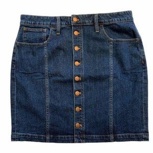 NWT Madewell Size 31 Denim Jean Button Front Straight Mini Skirt Pfeiffe…